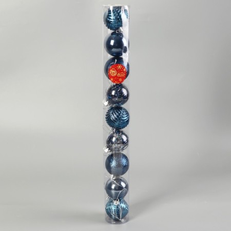 Set of balls plastic D-6 cm, 9 pcs "Melody" Disco branches, blue-1
