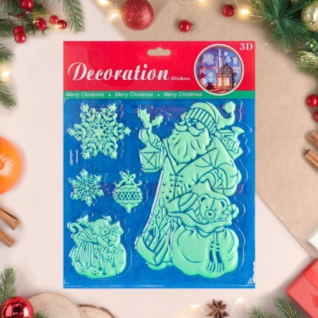 Stickers on windows, luminous "New Year" Santa Claus, 27 x 21 cm-1