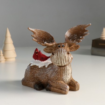 Souvenir Polystone "Losik color of cinnamon with red birds on the back" 11x16.5x16 cm-3