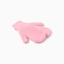 Double children's mittens, pink color, river 16