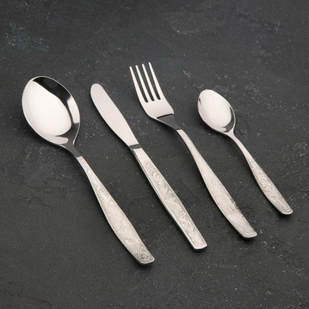 Dining table "Uralochka", 24 items, thickness 2 mm, cardboard box, silver color