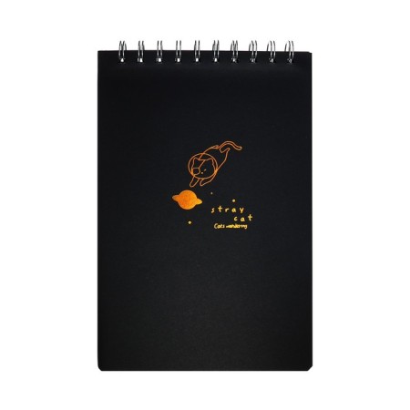A5 sketchbook, 30 black sheets on the crest, "cat", solid substrate, density 110 gr., Mix-3