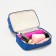Cosmetic bag, 2 parts on zippers, blue color