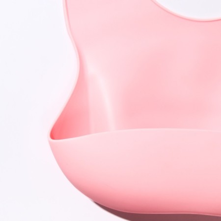 Bibslate for feeding silicone with pocket, pink color-4