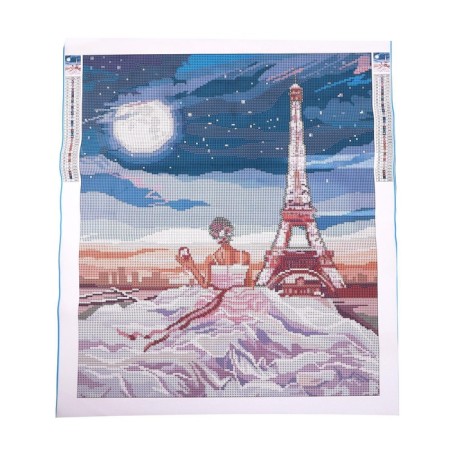Diamond mosaic with a full filling "Girl in Paris" 50x60 cm-4