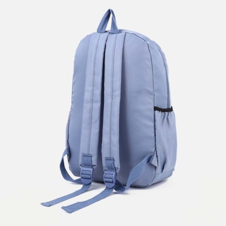 A backpack with a zipper, 3 outer pockets, blue color-1