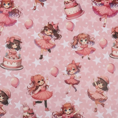 Paper packing glossy bilateral "Girl and Cake", 100 x 70 cm-4