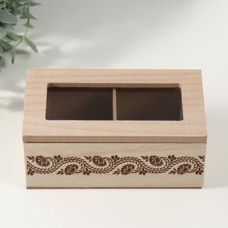 Casket Wood 2 divisions "Flower pattern" 8.8x16.2x7 cm-2