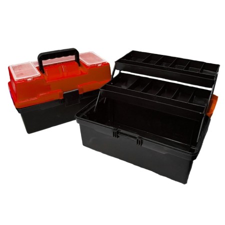 Fisherman's box "Pioneer", 2 trays, 370x210x210 mm, red color red