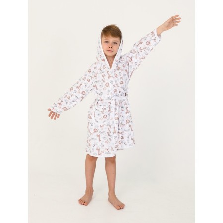 Children's robe with a hood, height 128 cm-4