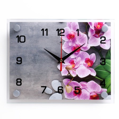 Watching clock, interior "orchids", silent, 20 x 26 cm