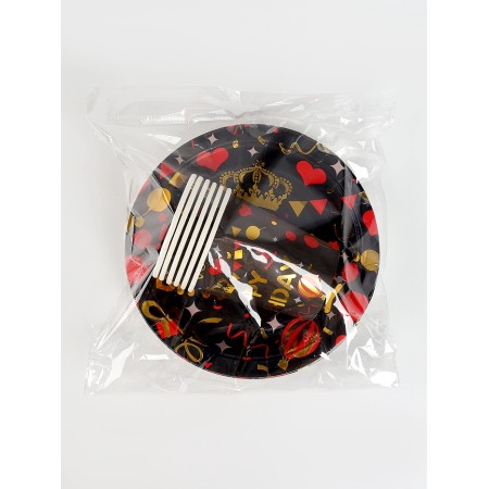 A set of paper utensils "Happy birthday", set 12 pcs., Black color-6