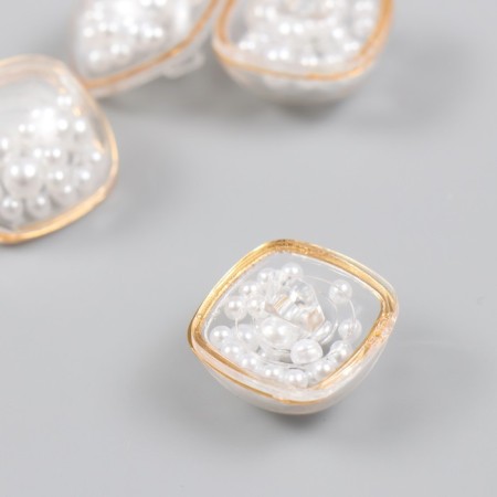 Buttons plastic for creativity "pearls in the square" 2.2x2.2x1.8 cm-1