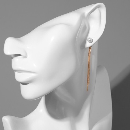 Earrings with pearls "chains" bead, white color in gold-2