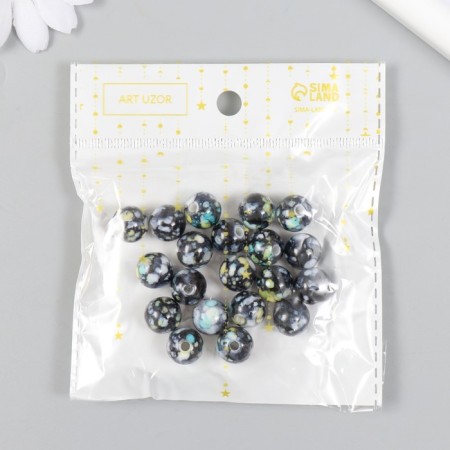 Beads for creativity plastic "Marble. Black" d = 1.2 cm set 20 grams-3