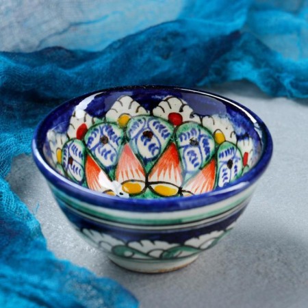 PIALA RISTAN CIRAMICA "Flowers", 8.5 cm, small cognac, mix-6