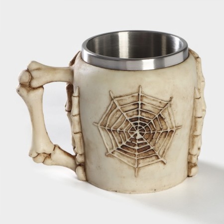 Stainless steel mug "Skull. Halloween ", 400 ml, beige color-1