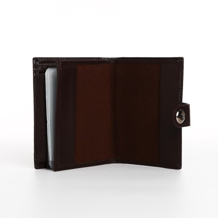 Male purse on Magnet, 3 in 1, for bills, auto documents and passports, brown color-4
