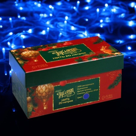 Garland "thread" 20 m, IP44, white thread, 200 LED, glow blue, 8 modes, 220 V-3