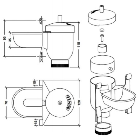 Chistyka cup, automatic, for birds and rabbits, plastic-1
