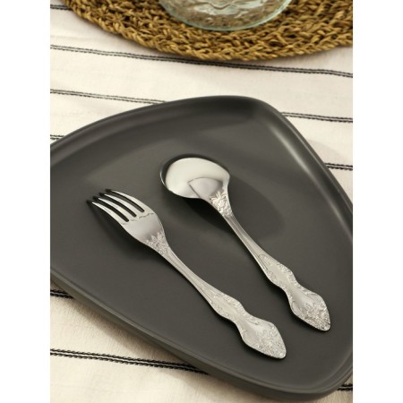 Set of cutlery "Troika", 12 items, thickness 2 mm, silver color-1
