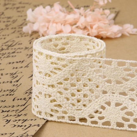 Knitted lace, 65 mm × 10 ± 1 m, beige color-2