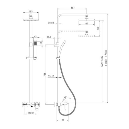 Lemark Contest LM5862CW shower system, tropical shower, shower, brass, chrome-1