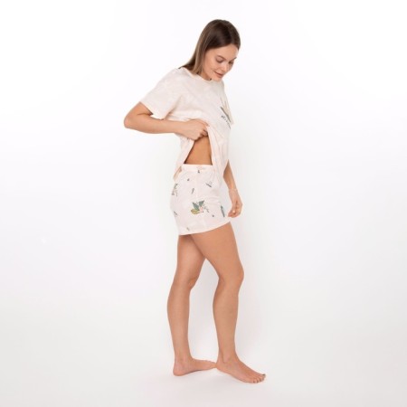 Female homemade set (T -shirt/shorts), beige color, size 50-4