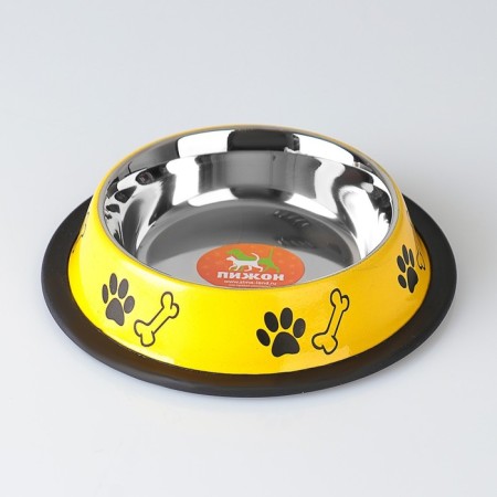 A bowl with a non -slip base color with a print, 235 ml, yellow-1