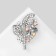 Brooch "Foliage" spring, white color in silver