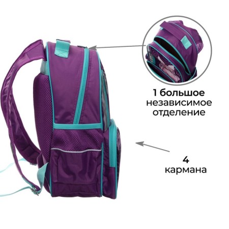 School backpack, 37 x 26 x 13 cm, ergonomic back, calligrata ORT "Princess"-3