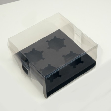 Box for 4 cupcakes, black, 18.5 × 18 × 10 cm-1