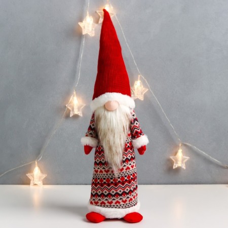 Interior doll "Grandfather Frost in a caftan with Scandinavian patterns" 55x12x11 cm