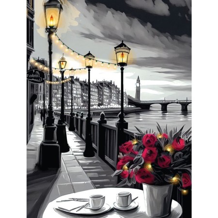 Picture on numbers with a subframe and garland "Embankment", 30 x 40 cm-1