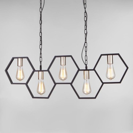 ARNIA chandelier, 5x60W E27, black color, gold-2
