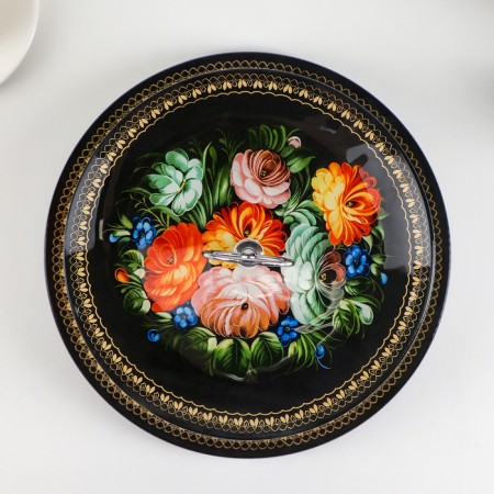 Fruitor Glass Buel -tier round share "Folk motifs", D = 25/20 cm, black color-2