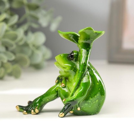 Souvenir Polystone "Frog with a leaf" "MIX 10x6x11 cm-2