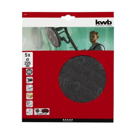 Grolling grinder KWB for eccentric grinder, d = 225 mm, K80, silicon carbide, 5 pcs 706273-1