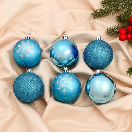 Set of balls plastic D-6 cm, 6 pcs "Magic Night of Assorted" Blue