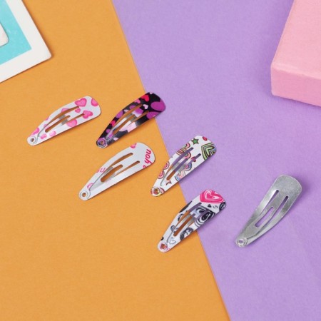 Invisibility for hair "Baby" (set 12 pcs) hearts, 3 cm, mix-1