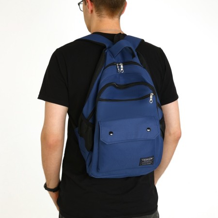 Youth backpack with lightning, 2 departments, 4 pockets, blue color-5