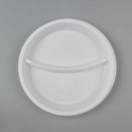 Disposable plate "2-secto" white, diameter 210 mm-1