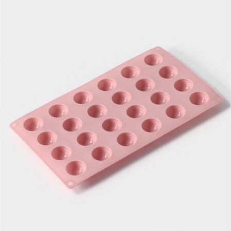 Form for baking the share “Figures. Polusfer”, silicone, 28.3 × 16.5 cm, 24 cells (D = 2.8 cm), Mix color-3