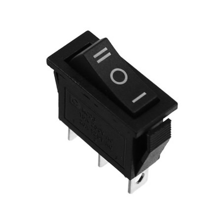 Button - switch, three -position, 250 watts, 15 a, 3 s, black with neutral