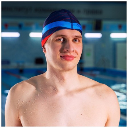 Hat of swimming adult onlytop "stripes", fabric, girth 54-60 cm-2
