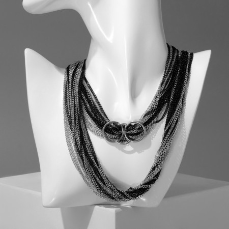 Beads "delight" Falls of threads, black-silver color, 90 cm-1