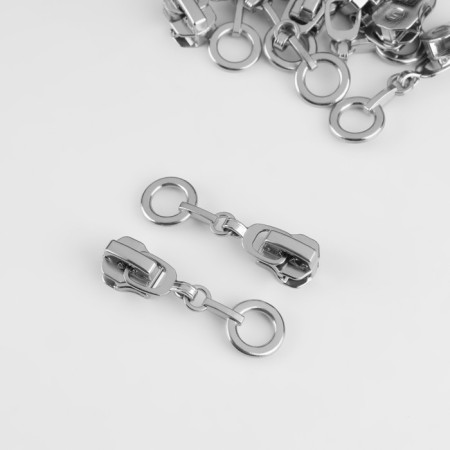 Automatic lock for metal zippers, No. 5, decorative, 10 pcs, Nickel color-3