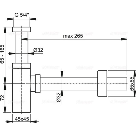 Siphon for the sink Alcaplast a401 Design, DN = 32 mm, square, chrome-1