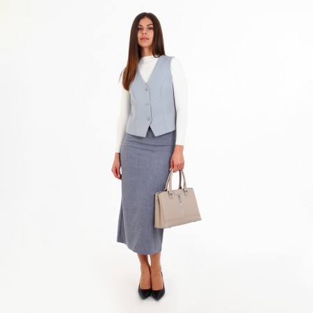 Lightning tout bag, outer pocket, long belt, light-beige color-9