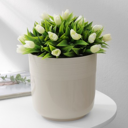 Kashpo for flowers with an insert "Linel", 2.7 l, d = 16 cm, h = 16 cm, beige color-4